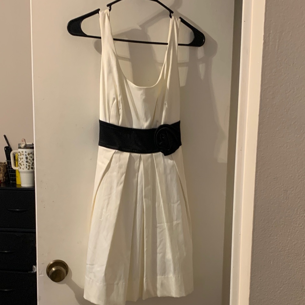 Speechless Cream Dress with Black Waistband
